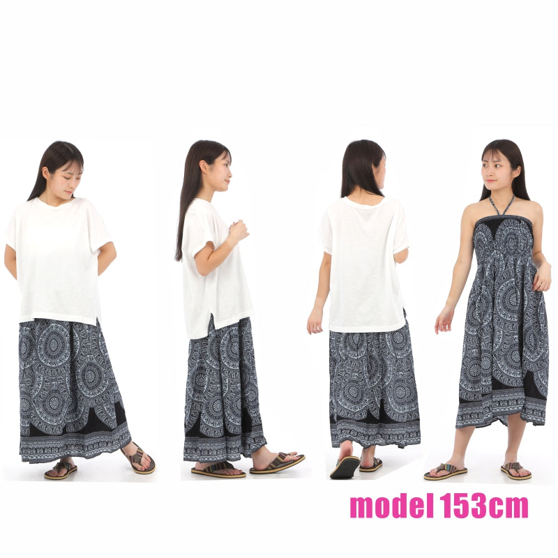 スカート ワンピース ロングスカート エスニック 2WAY マキシ丈エスニック アジアン オリエンタル ダンス 衣装 イベント SK-2019-04 G