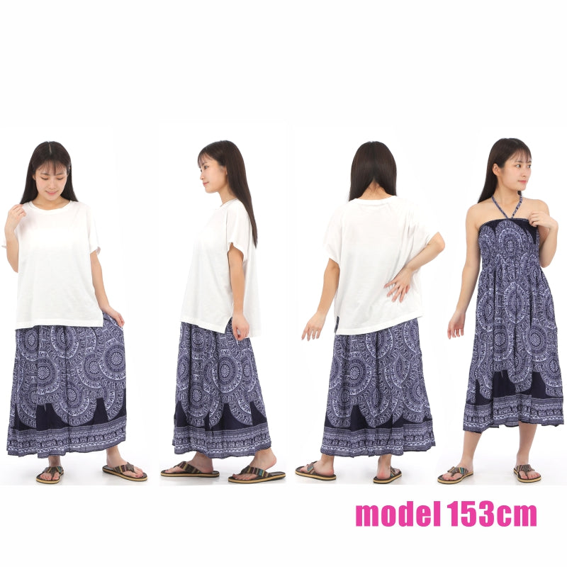 スカート ワンピース ロングスカート エスニック 2WAY マキシ丈エスニック アジアン オリエンタル ダンス 衣装 イベント SK-2019-04 G