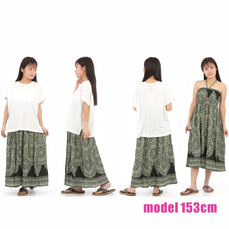 スカート ワンピース ロングスカート エスニック 2WAY マキシ丈エスニック アジアン オリエンタル ダンス 衣装 イベント SK-2019-04 G