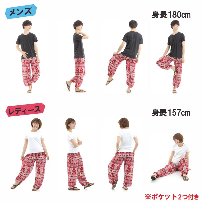 アジアンパンツ タイパンツ サルエルパンツ メンズ レディース ユニセックス 幅広ゴム エスニック SS-P1519 G