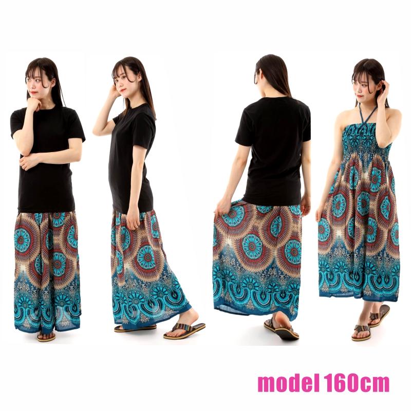 スカート ワンピース ロングスカート エスニック 2WAY マキシ丈エスニック アジアン オリエンタル ダンス 衣装 イベント SK-2019-04 G