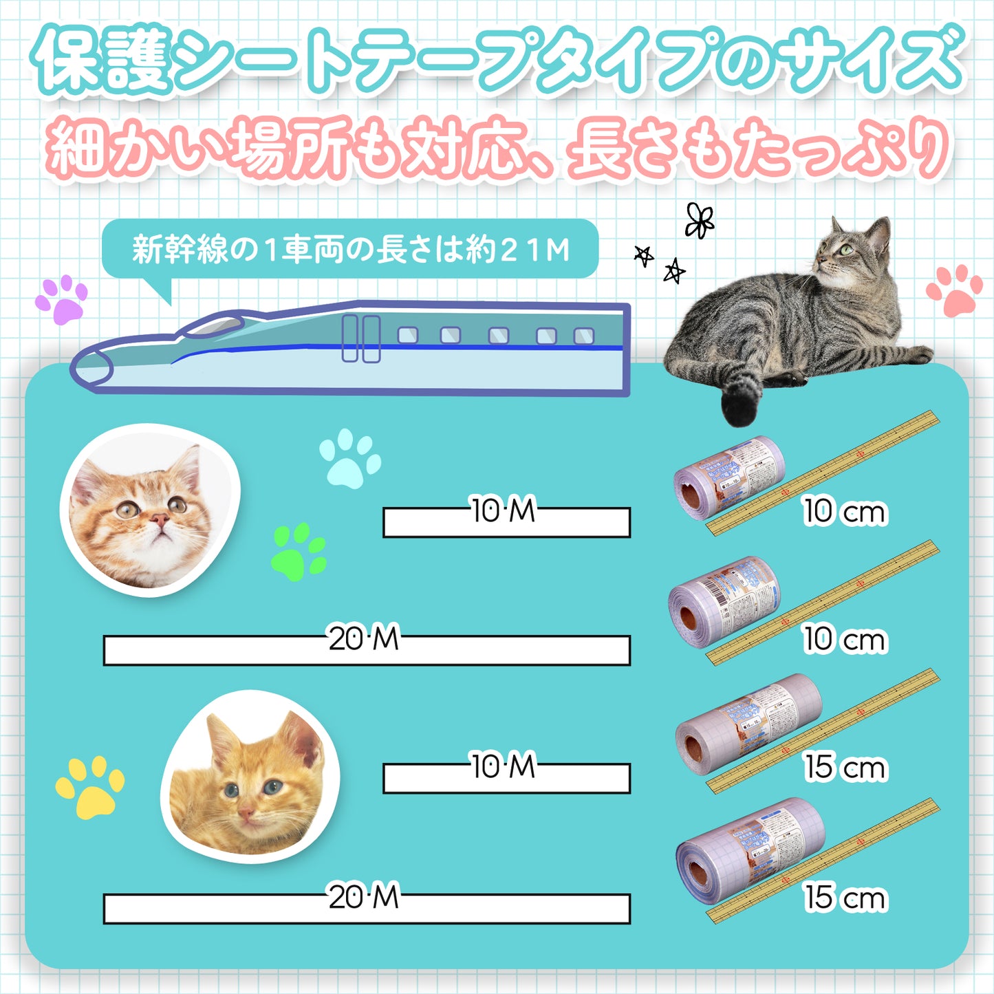 半透明 柱、壁、ドアの傷、汚れ防止 壁紙保護シート テープ幅タイプ(はがせる粘着シート)
