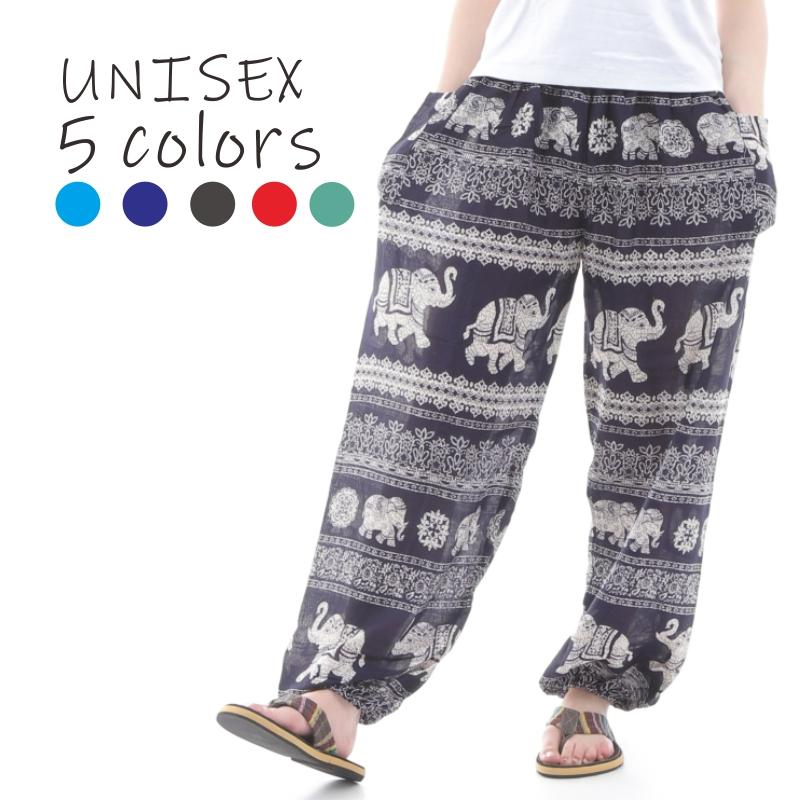 アジアンパンツ タイパンツ サルエルパンツ メンズ レディース ユニセックス 幅広ゴム エスニック SS-ST4631 G