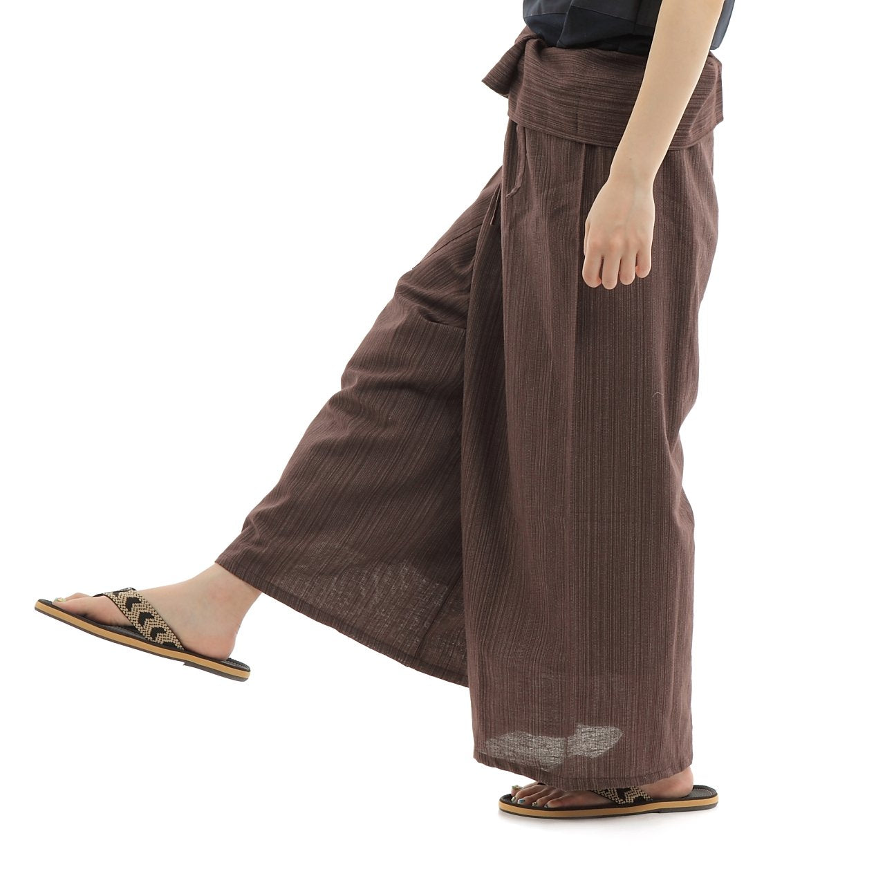 タイパンツ エスニックパンツ コットン ヒモ仕様 ストライプ 袴パンツ ユニセックス メンズ レディース フィッシャーマンパンツ G