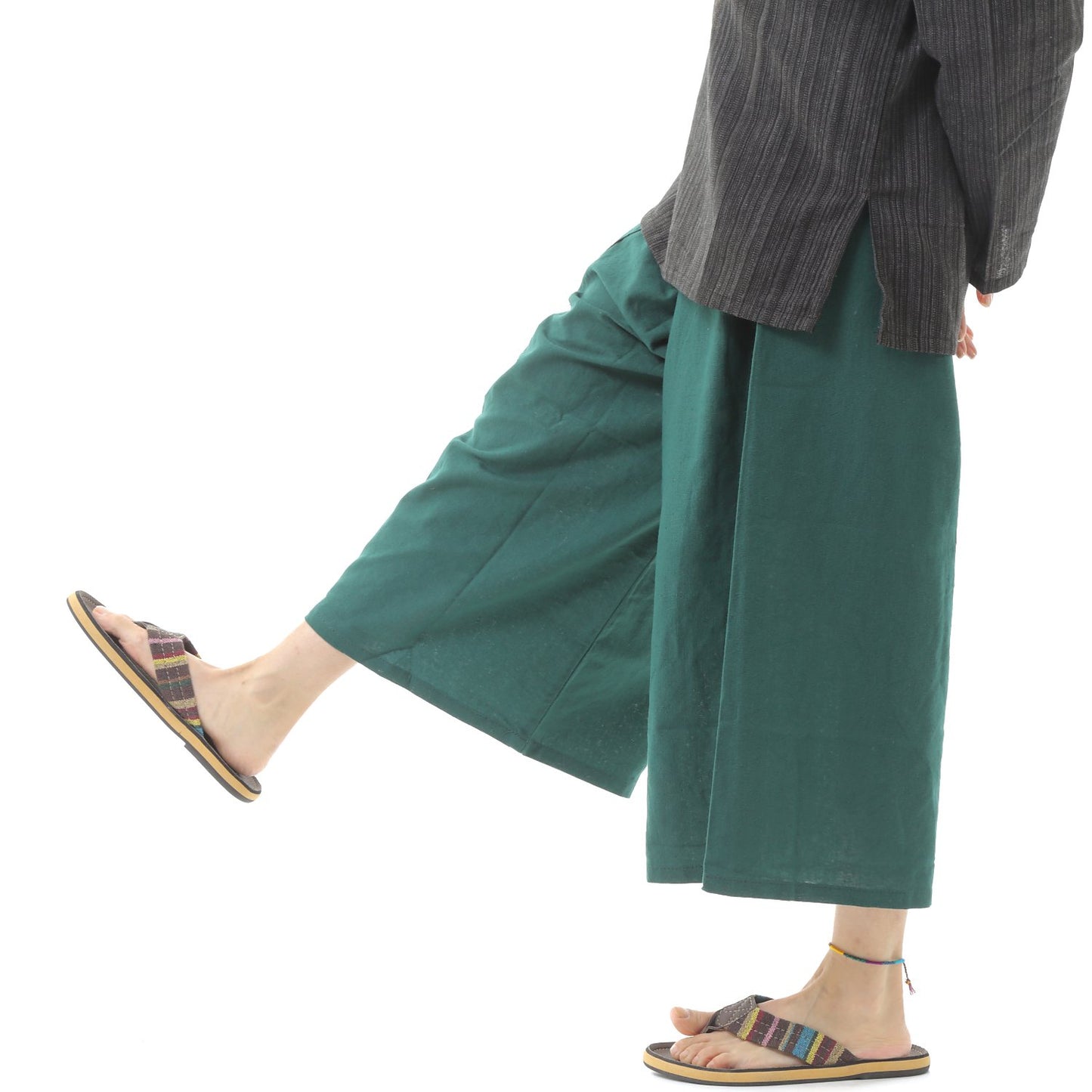 [OKI（オキ）] タイパンツ ヒモ仕様 無地 袴パンツ ユニセックス メンズ レディース フィッシャーマンパンツ 袴パンツ ユニセックス メンズ レディース フィッシャーマンパンツ G