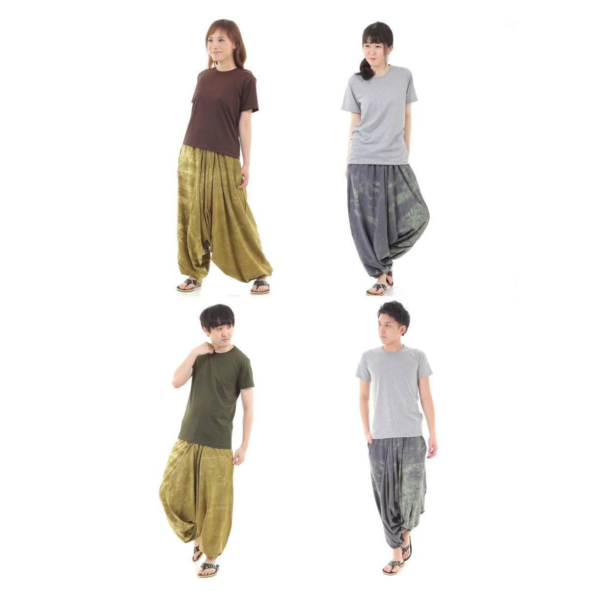 サルエルパンツ アラジンパンツ ストーンウォッシュ ダメージ メンズ レディース ユニセックス エスニック アジアン オリエンタル ダンス 衣装 イベント G