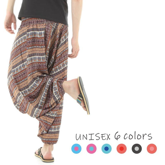 サルエルパンツ メンズ レディース アラジンパンツ レーヨン   タイパンツ ユニセックス オールインワン PS-ボヘミアンM